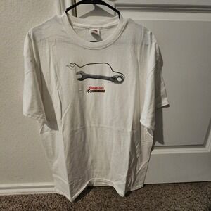 Snap on Racing White T Shirt XL Mens Tool Mechanic Car Graphic Tee